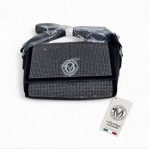 Valentino Orlandi black rhinestone crossbody bag